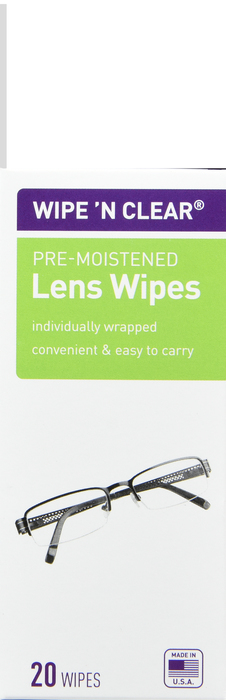 WIPE N CLEAR LENS CLEANER TISSUE 20CT