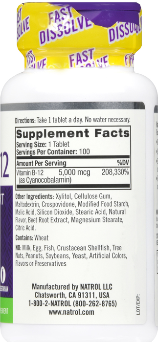 Natrol Vitamin B-12 Energy Support Fast Dissolve Tablets 100ct