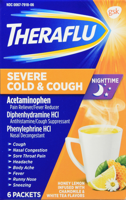 Theraflu Severe Cold & Cough Nighttime Packets 6ct