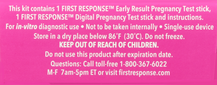 FIRST RESPONSE PREG TEST TEST/CONFRM 2CT