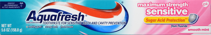 AQUAFRESH SENSITIVE MAXIMUM STRENGTH TOOTHPASTE 5.6OZ