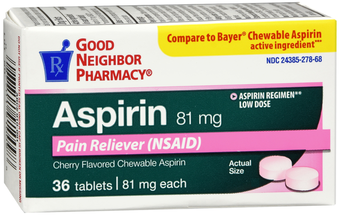 Good Neighbor Pharmacy Aspirin 81mg Cherry Chewable Tablets 36ct