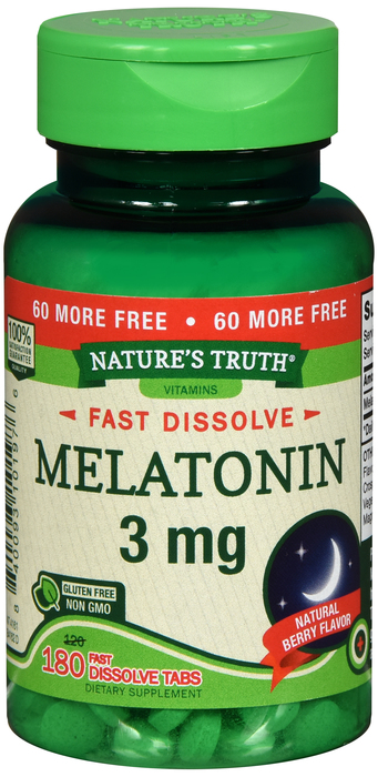 MELATONIN 3MG FD TAB 120 + 60 CT NAT TRU