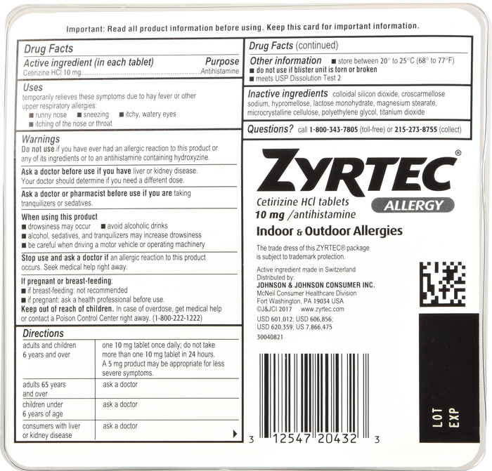 Zyrtec 24 Hour Allergy Relief w/ 10mg Cetirizine HCL Tablets 14ct