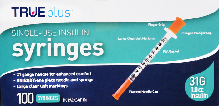 TRUEPLUS SYRINGE 5/16 INCH 31GX1CC 100CT