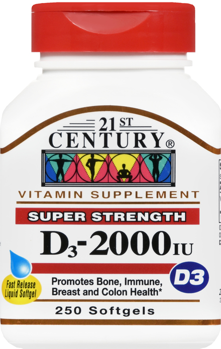 21st Century Vitamin D3 2000 IU Softgels 250ct