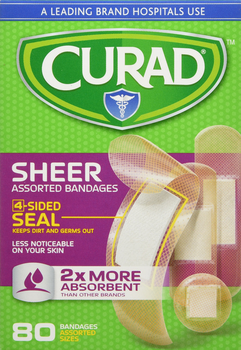 CURAD BANDAGE SHEER ASST 80CT