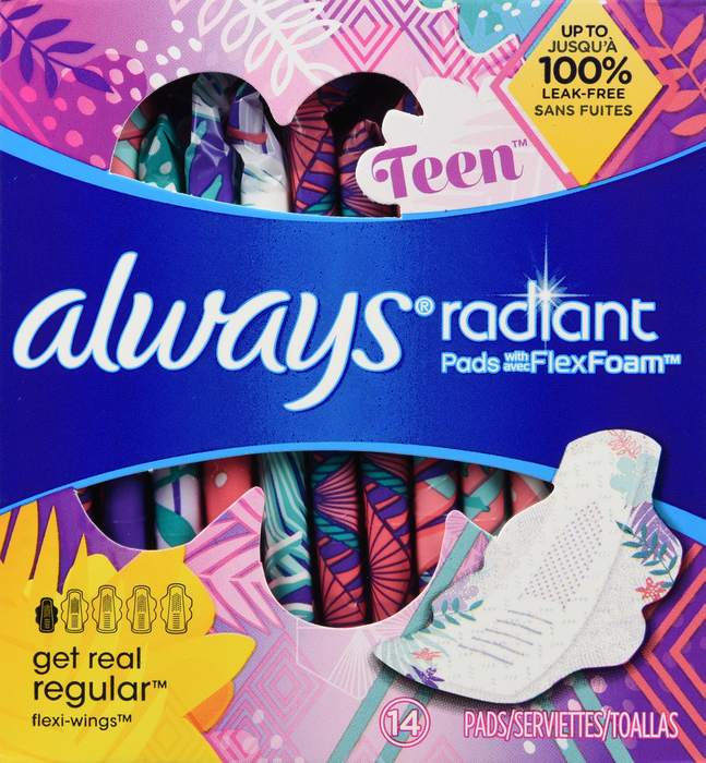 Always Infinity Flexfoam Regular Teen Pads 14ct