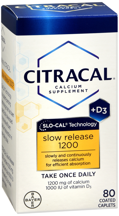 Citracal Calcium+D3 Slow Release 1200 Calcium Supplement Tablets 80ct