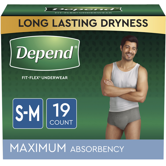 Depend Men's Fit-Flex Underwear Maximum Absorbency S/M 19ct