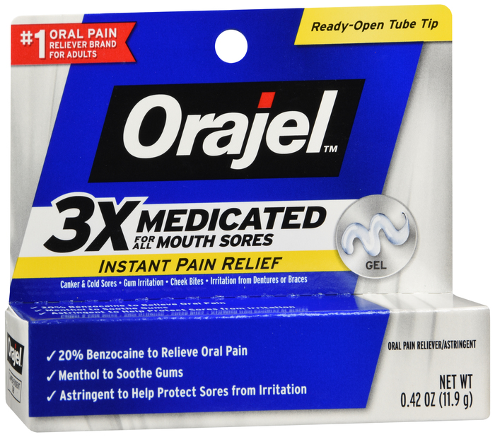 ORAJEL 3X MEDICATED MOUTH SORE GEL .42OZ