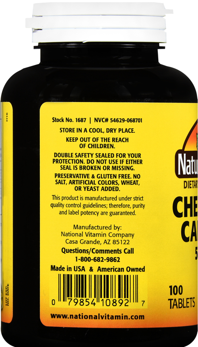 Nature's Blend Chewable Calcium 500mg Tablets 100ct