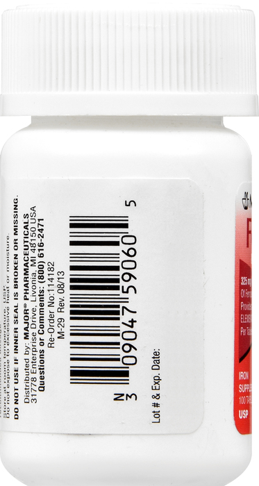 FERROUS SULFATE 325MG TAB 100CT MAJ