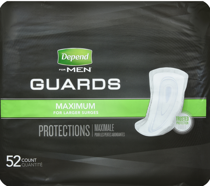 Depend Men's Guard Maximum Absorbency Pads 52ct