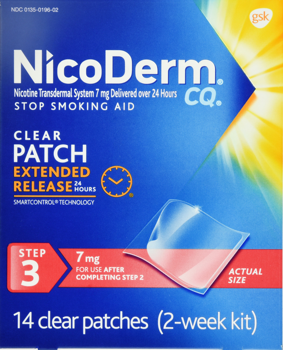 NicoDerm Nicotine Patches 7mg Step 3 Clear Patches 14ct