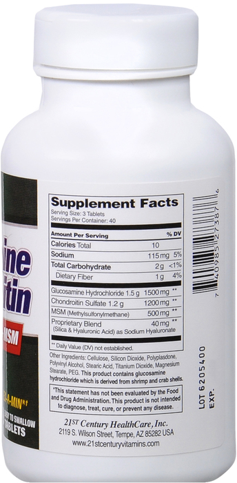 21st Century Glucosamine & Chondroitin + MSM Tablets 120ct