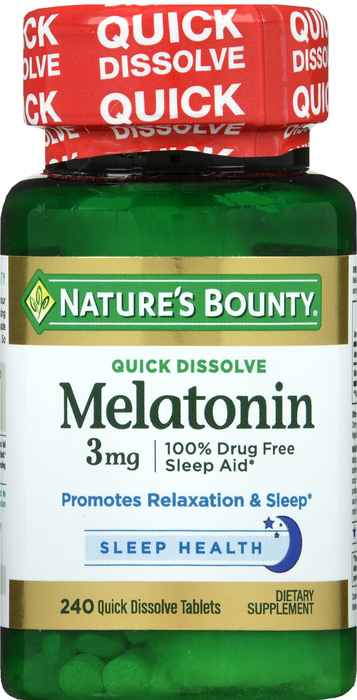 MELATONIN 3MG QUK DIS TAB 240CT NAT BNTY