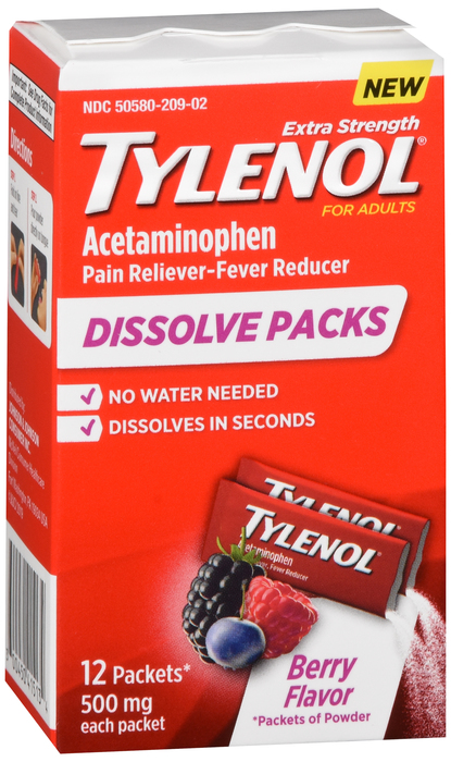 TYLENOL E/S POWDER PACKET BERRY 12CT