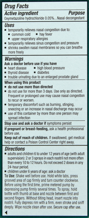 Afrin No Drip Severe 12 Hour Nasal Decongestant Pump Mist 0.5oz