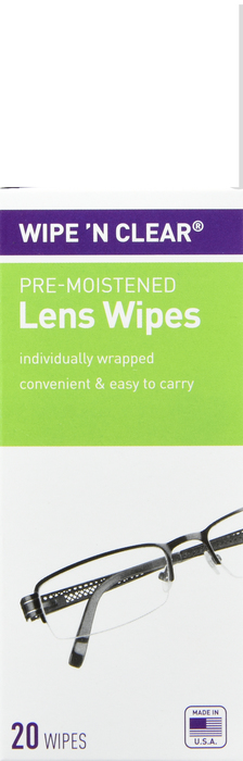 WIPE N CLEAR LENS CLEANER TISSUE 20CT