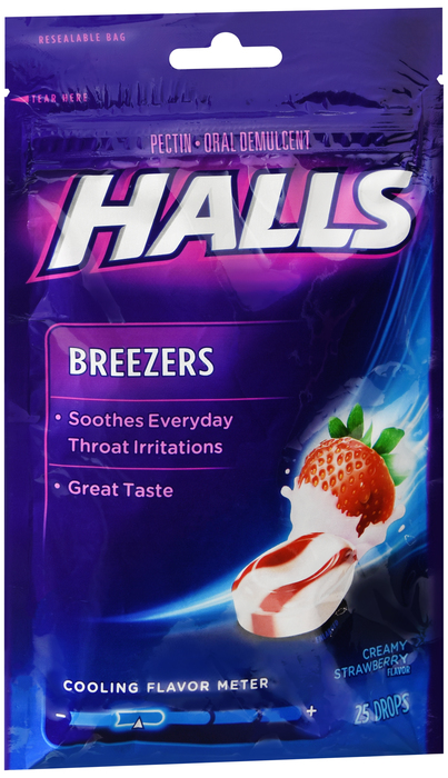 Halls Breezers Bag Creamy Strawberry 25ct