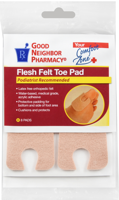 Good Neighbor Pharmacy Flesh Felt Toe Pad 3x8ct