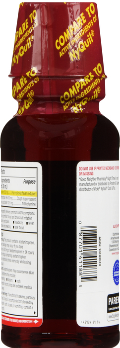 Good Neighbor Pharmacy Night Time Cold & Flu 6HR Cherry Flavor Liquid 8oz