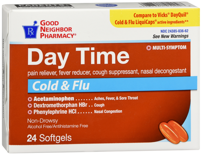 Good Neighbor Pharmacy Day Time Cold & Flu Multi-Symptom Softgels 24ct