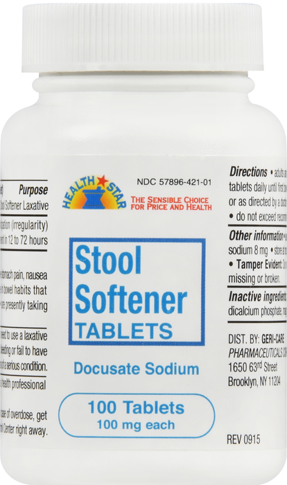 Docusate Sodium 100mg Tablets 100ct