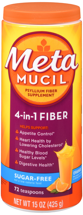 Metamucil Psyllium Sugar-Free Fiber Supplement Orange Powder 15oz