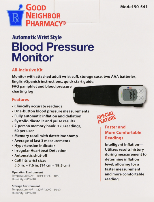 Good Neighbor Pharmacy Automatic Wrist Style Blood Pressure Monitor 1ct