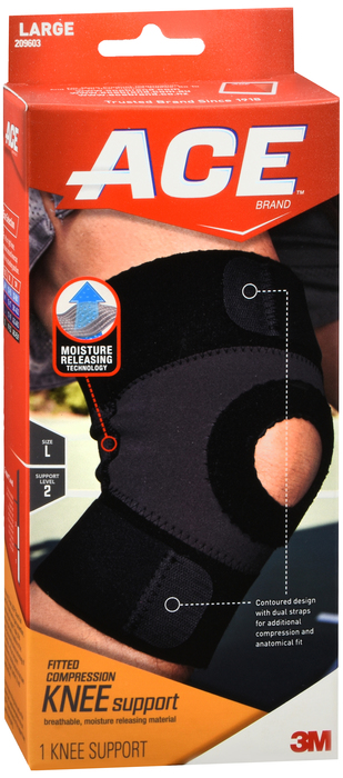 ACE Fitted Compression Moisture Releasing Knee Support Brace Large 1ct