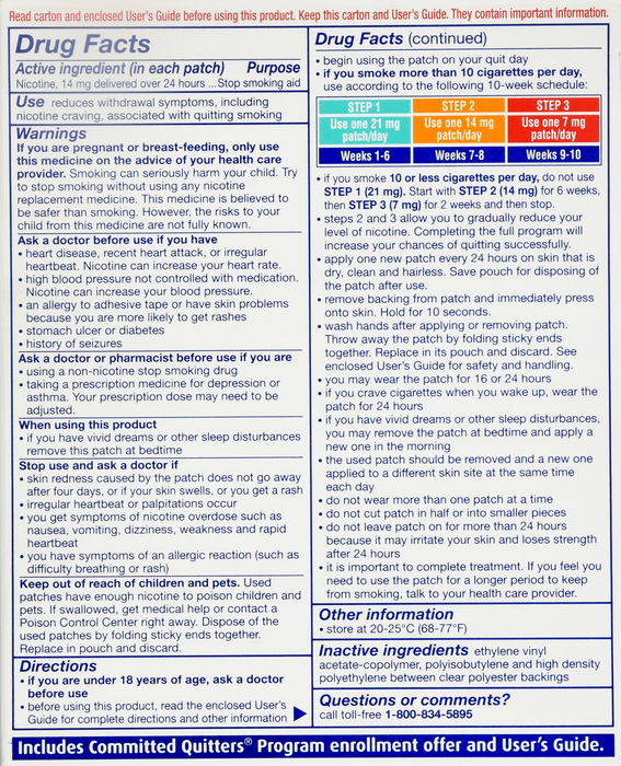 NicoDerm Nicotine Patches 14mg Step 2 Clear Patches 14ct