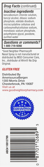 Good Neighbor Pharmacy Nasal Spray, No Drip, Original 12 Hour Relief 1oz