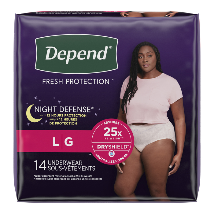 Depend Night Defense Underwear Women L 4x14ct