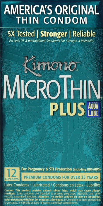 KIMONO CONDOM MICRO THIN AQUALUBE 12CT