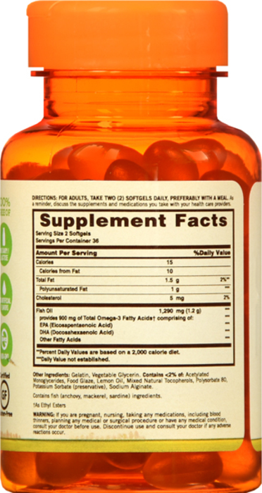 FISH OIL MINI 1290MG SOFTGEL 72CT SUNDOW