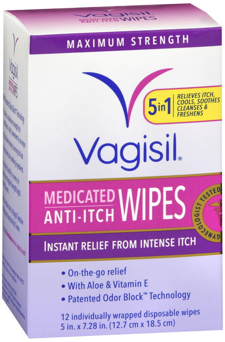 Vagisil Maximum Strength Anti-Itch Medicated Wipes 12ct