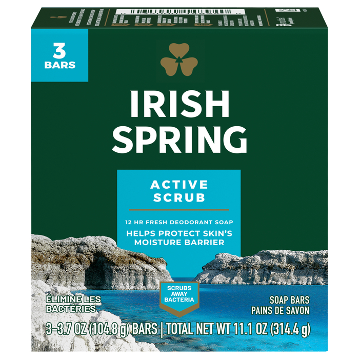 IRISH SPRING ACTION SCRUB BAR 3X3.7OZ