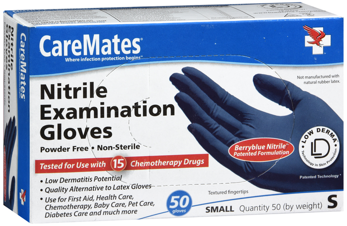 Gloves CareMates Nitrile Powder-Free S 50ct