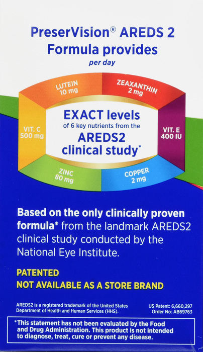 Bausch + Lomb PreserVision AREDS 2 Eye Vitamin & Mineral Supplement Chewable Tablets 60ct