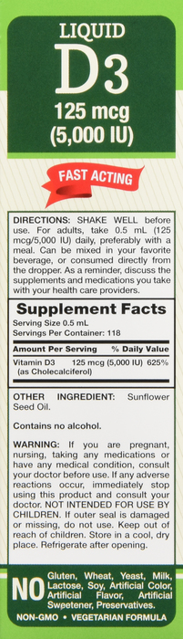 VITAMIN D3 5000IU LIQUID 2OZ NAT TRUTH