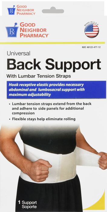 Good Neighbor Pharmacy Universal Back Support w/Lumber Tension Straps White 1ct