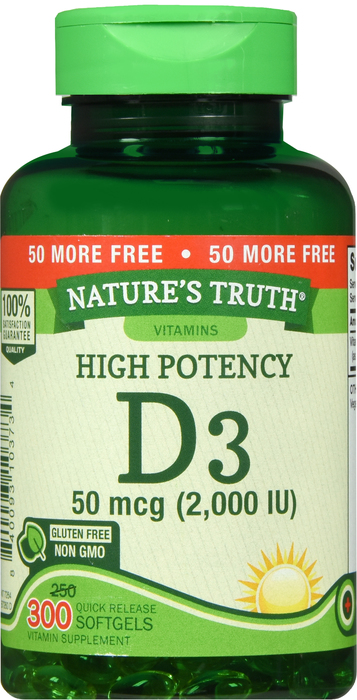 Nature's Truth Vitamin D3 2000IU Softgels 300ct