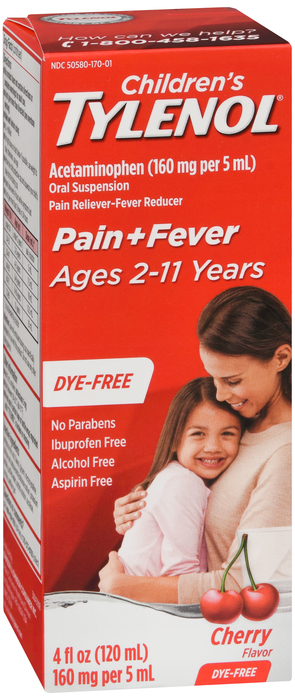 Children's Tylenol Pain + Fever 160mg Acetaminophen Dye-Free Cherry Oral Suspension 4oz