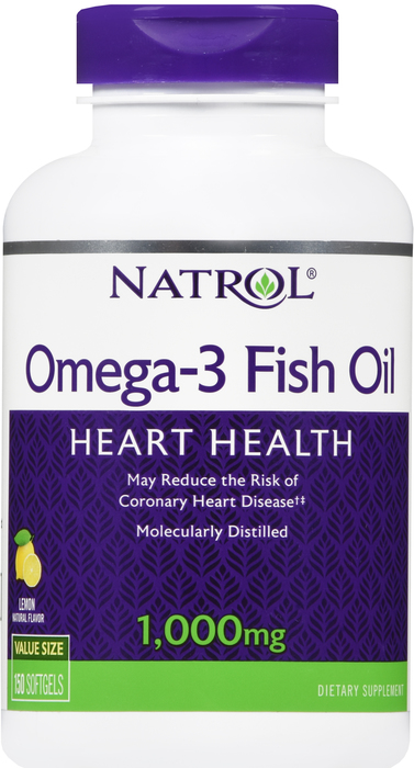 Natrol Omega-3 Fish Oil 1000mg Dietary Supplement Softgels 150ct