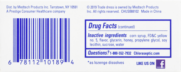 CHLORASEPTIC LOZENG WARM HONEY LEMN 18CT