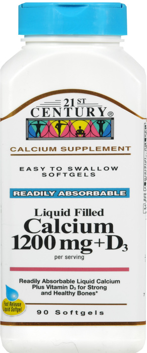 21st Century Calcium 1200mg + D3 Liquid-Filled Caplets 90ct