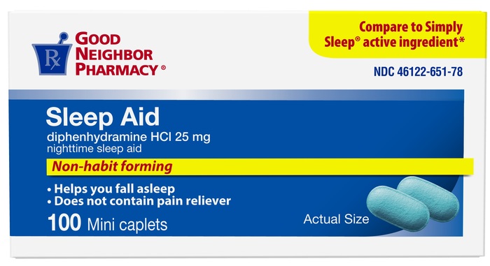 Good Neighbor Pharmacy Sleep Aid Diphenhydramine HCI Mini Caplets 100ct