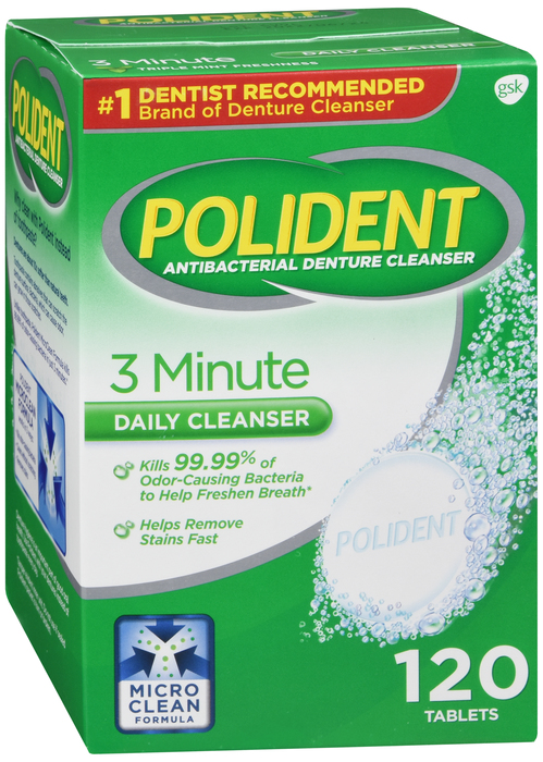 POLIDENT 3 MINUTE TABLET MINT 120CT